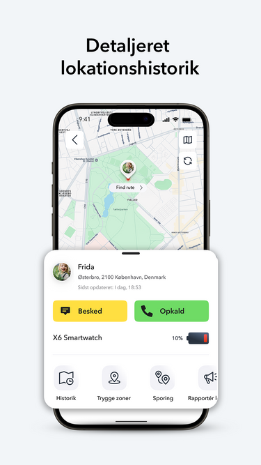 GPS sporing på et xplora smartwatch til børn fra guardian app, hvor forædlre kan sende beskeder og ringe