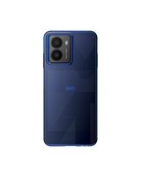 Xplora Fusion X1 med blåt bagsidecover – elegant mønster og dobbelt kamera.