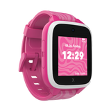 XGO3 smartwatch i lyserød til børn med skridttæller, dato, dag og klokke dispaly samt urets batteri niveau.