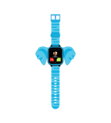 Smartwatch med blå urrem og elefantmotiv, dyreinspireret design.