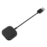 Sort Xplora X6 oplader med magnetisk stik og USB-kabel. Designet til nem opladning af X6 Play og X6 Pro.