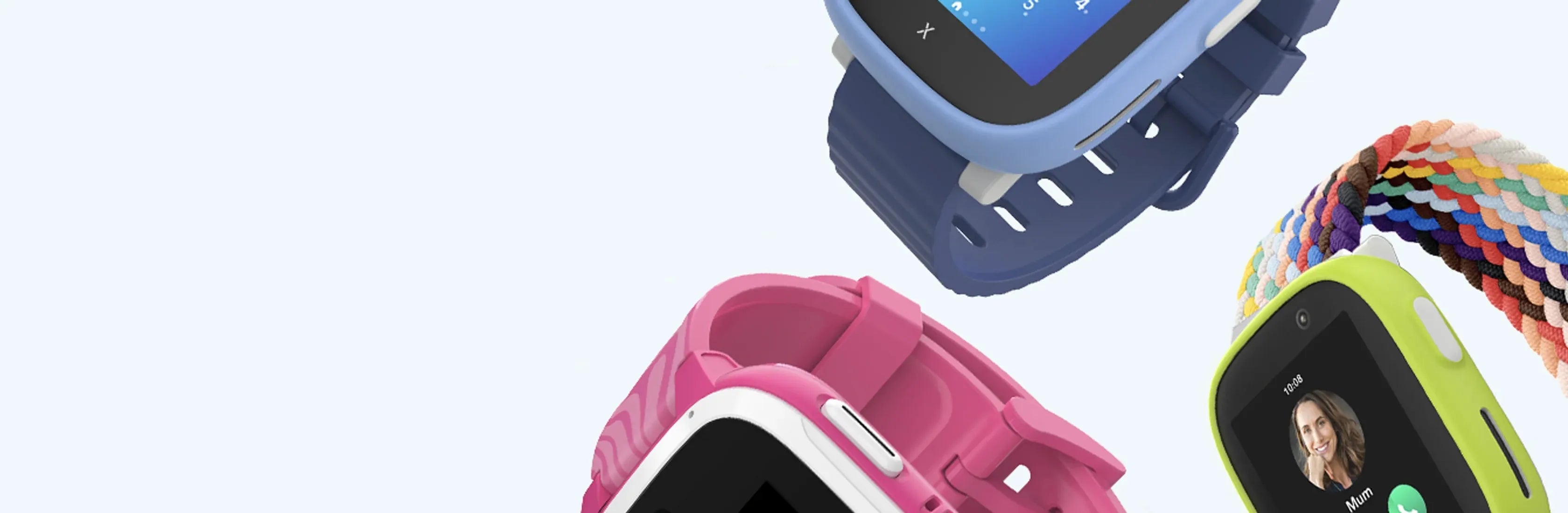 Farverige Xplora smartwatches til børn – med kamera, GPS-sporing og forældrekontrol. Sikker, sjov teknologi uden internet, skabt til trygge forældre.