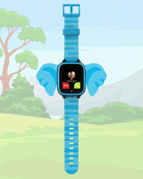 XGo3 Smartwatch i blå med Elefant motiv og opkald fra Far. 