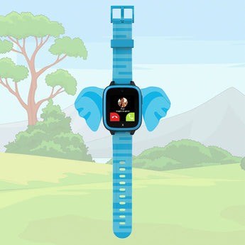 XGo3 Smartwatch i blå med Elefant motiv og opkald fra Far. 