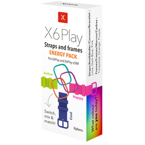 Energitilbehørspakke - Pakke med farverige armbånd og stel til Xplora X6Play - skift din stil med energipakken!
