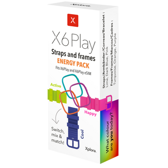 Energitilbehørspakke - Pakke med farverige armbånd og stel til Xplora X6Play - skift din stil med energipakken!
