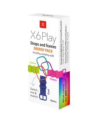 Energitilbehørspakke - Pakke med farverige armbånd og stel til Xplora X6Play - skift din stil med energipakken!