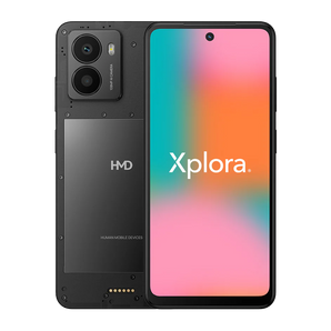 Xplora Fusion X1 med blåt bagsidecover – elegant mønster og dobbelt kamera.