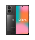 Xplora Fusion X1 med blåt bagsidecover – elegant mønster og dobbelt kamera.