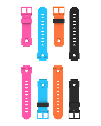 Urrem tilbehørspakke med Sort, Lyserød, blå og orange urremme