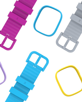 Farverige X6Play-stel og armbånd – skab dine egne kombinationer med DreamPack-tilbehør.