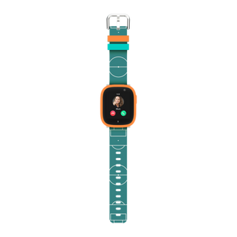 sporty urrem til x6play i orange cover og grønt fodboldbane urrem