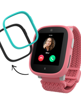 X6Play GPS smartwatch til børn i lyserød med sort og lyseblå cover