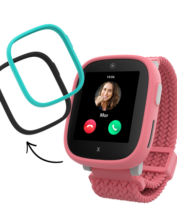 X6Play GPS smartwatch til børn i lyserød med sort og lyseblå cover