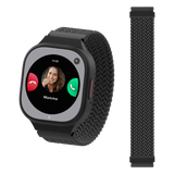 Xplora x6pro Smartwatch med sort urkasse og flettet sort rem.