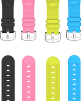 Alle XGO2 urremme i farven sort, lyserød, limegrøn og blå