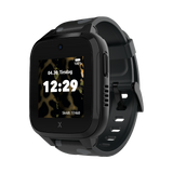 Sort XGO3 smartwatch med 11460 skridt uldt batteri og klokken 12.29. Ur med GPS til børn
