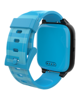Blå elefant farven til XGO3 smartwatch fra bagsiden med oplader input synligt. GPS smartwatch med børnevenligt design