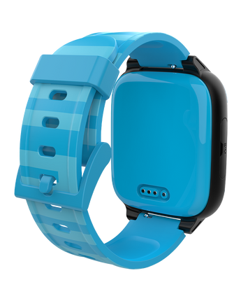 Blå elefant farven til XGO3 smartwatch fra bagsiden med oplader input synligt. GPS smartwatch med børnevenligt design