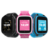 Alle XGO3 smartwatches til børn med GPS, opkaldsfunktion og beskeder. smartwatch med forældrekontrol i sort, lyserød og blå