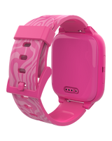 Bagsiden af lyserød XGo3 smartwatch til børn med magnetisk oplader display