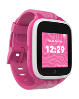 XGO3 smartwatch i lyserød til børn med skridttæller, dato, dag og klokke dispaly samt urets batteri niveau.