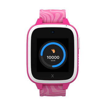 Lyserødt XGO3 smartwatch til børn med 10000 skridt registeret for dagen. Bedst i test gps ure 