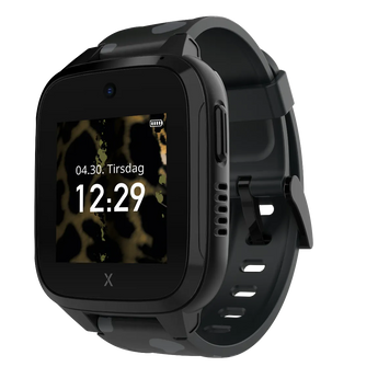 Sort XGO3 smartwatch med 11460 skridt uldt batteri og klokken 12.29. Ur med GPS til børn
