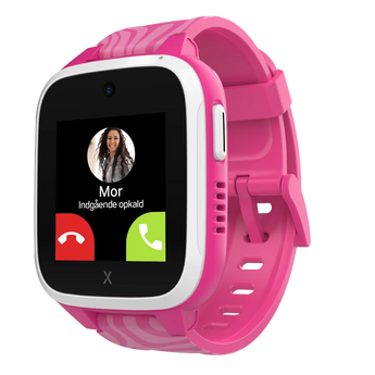Indgående opakld fra mor på et XGo3 smartwatch til børn i farven lyserød zebra