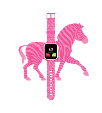 XGO3 i pink med opkald fra mor. Uret er i lyserød med zebra motiv