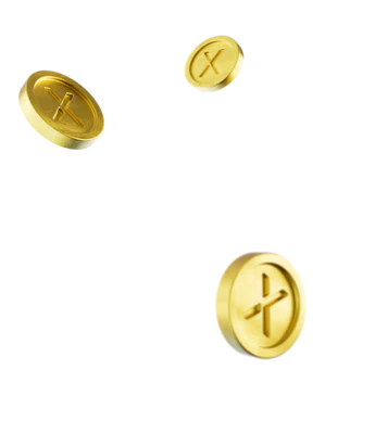 Xplora Coins i guld farve. X-coins optjenes gennem aktivitet via Xplora uret og kampagner