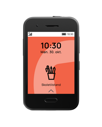 Skoletilstand aktiveret på XploraOne med rød skærm. Blokerer funktioner i skoletiden – så børn kan fokusere