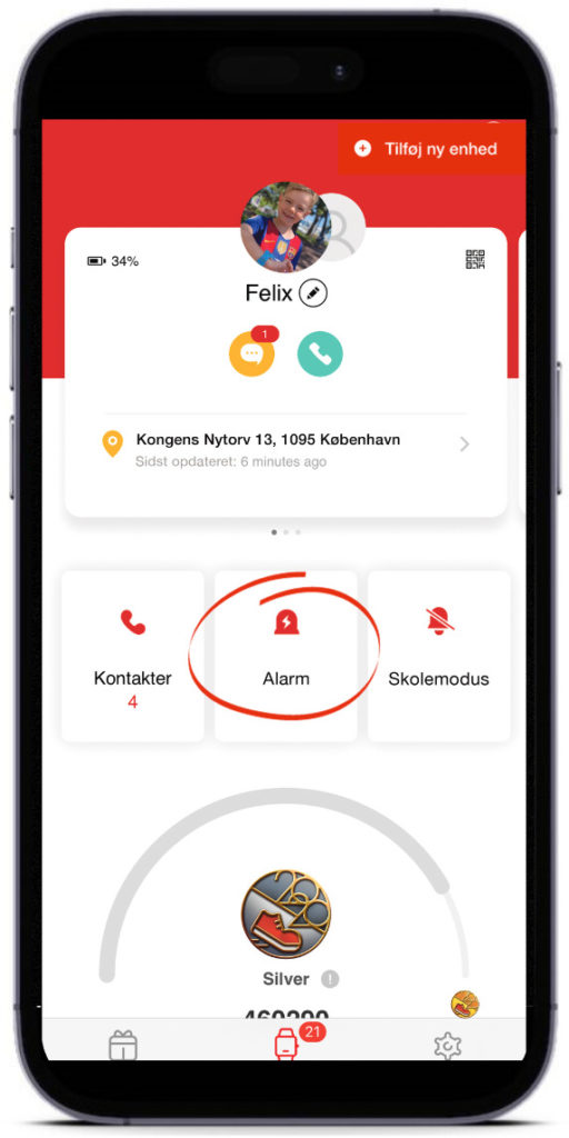 Forside alarmer Xplora App